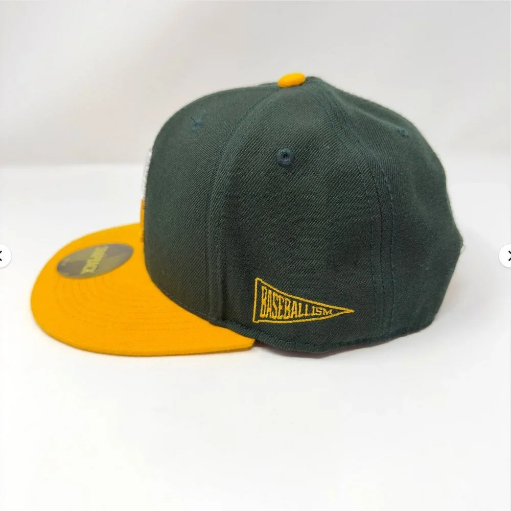 Baseballism Oakland Athletics 3 Up Snapback Hat Green Yellow One Size - Picture 3 of 11
